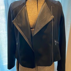 Leather collar jacket